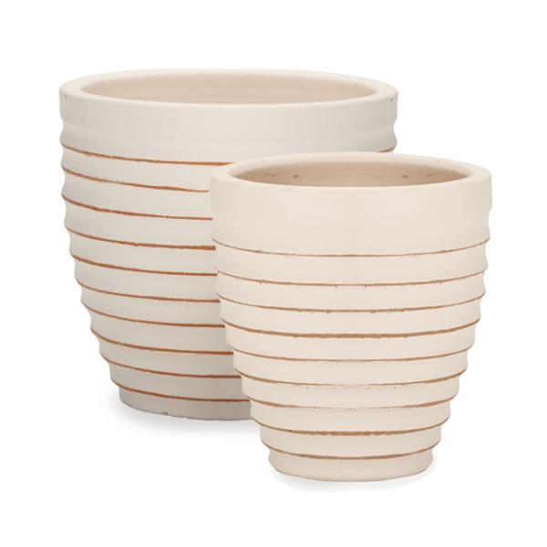 植木鉢/おしゃれ/テラコッタ/素焼き鉢/小型/中型/白土規格：8号 / 外寸 25cm / 高さ 24cm / 容量 / 6.5L素材：テラコッタ規格：6号 / 外寸 19.5cm / 高さ 21cm / 容量 / 3L素材：テラコッタ