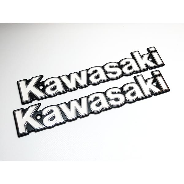 カワサキ Kawasaki 純正 タンク エンブレム ネジ止めタイプ 白文字 / 銀縁取 Z750FX ゼファー750 FXタンク 等に