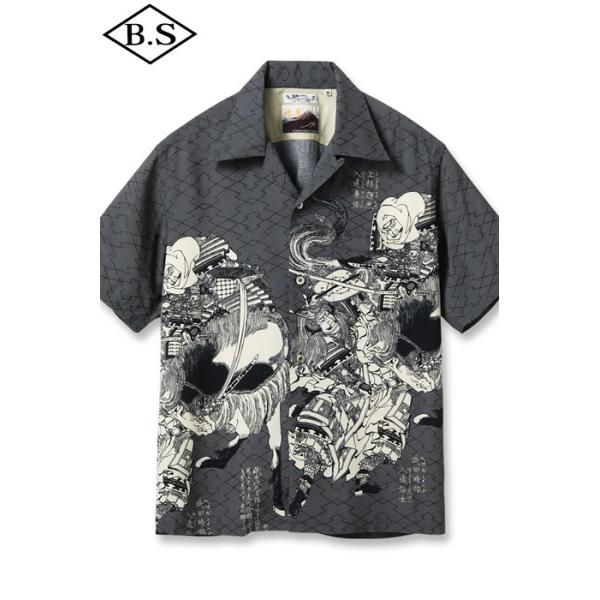 サンサーフ SUN SURF アロハシャツ SS39460 SUN SURF × 葛飾北斎 SPECIAL EDITION “画本武蔵鐙”  BLACK