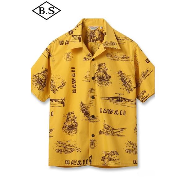サンサーフ SUN SURF 半袖シャツ アロハシャツ Lot No. SS39698 / COTTON BROAD HAWAIIAN SHIRT “ISLAND AVIATION” / YELLOW