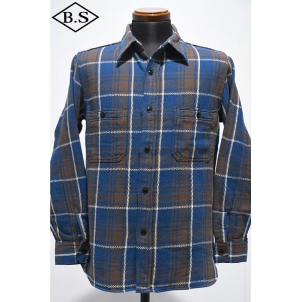 フルカウント FULLCOUNT 長袖シャツ4106 Original Cotton Check Flannel Work Shirt / Blue