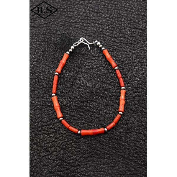 インディアンジュエリー INDIAN JEWELRY アクセサリー ブレスレット FB-38-038 ナバホパール バンブーコーラル 19.5cm