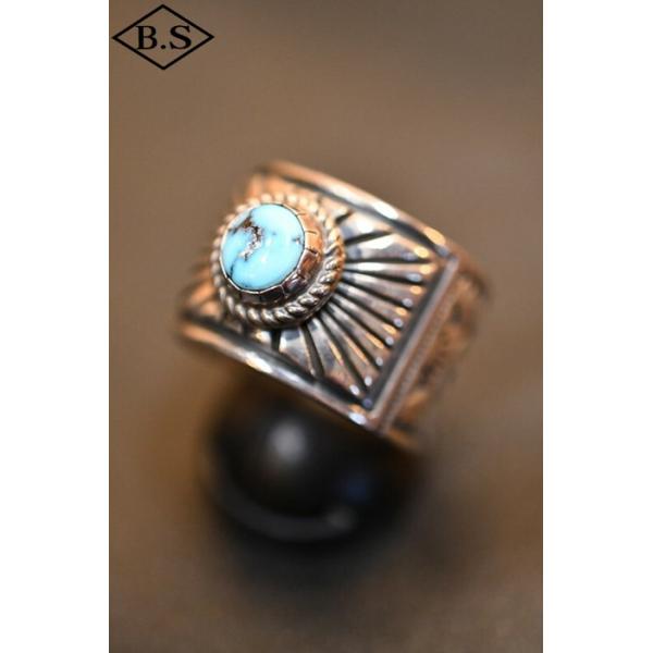 ペルシャターコイズリング　Ryo's Smith 22号 ターコイズ リング | K18YG シグネットリング メンズジュエリー