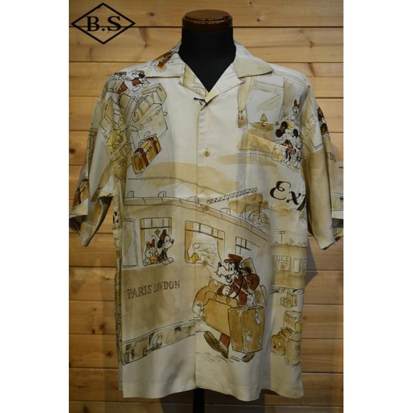 【sale20％OFF】ポータークラシック PORTER CLASSIC 半袖シャツ DISNEY M&F PC ORIGINAL ART ALOHA COLLECTION ALOHA SHIRT PARIS-LONDON SEPIA