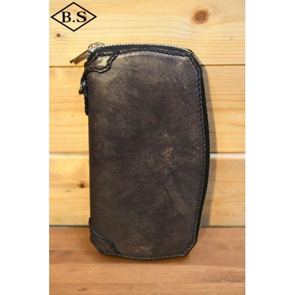 ロングウォレット　黒ヌメ革　マニフォールドMANIFOLD ほぼ未使用　超美品 マニフォールド MANIFOLD MW-11 BKL-S-T ラウンドファスナー