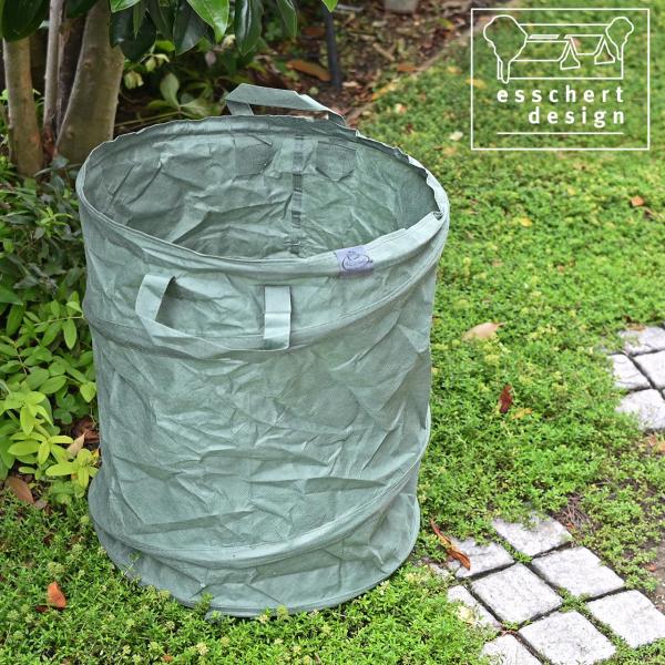 esschert design ポップアップ ガーデンバッグ 80L 集草 落ち葉入れ リーフバッグ 持ち手付き 自立式
