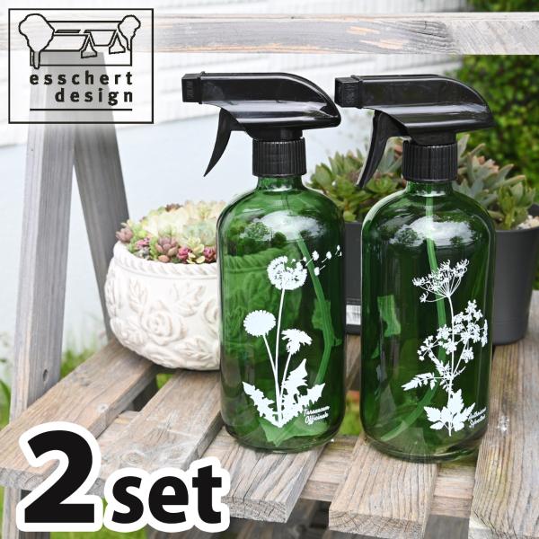 esschert design エシャートデザイン ガラス製ボタニカルスプレーボトル 500ml タンポポ カウパセリ 2種セットミストスプレー 霧吹き おしゃれ ギフト