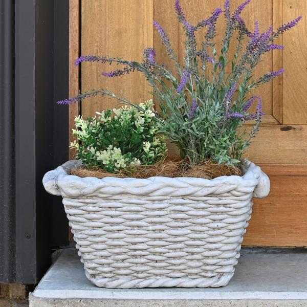 バスケットプランター ホワイト ガーデンオブジェ 植木鉢