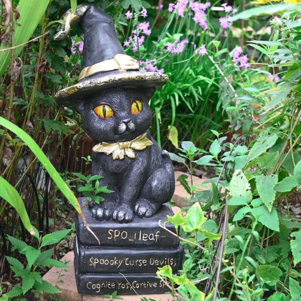 ハロウィン 魔女キャット 黒猫 BOOK 本 オーナメント 置物  ディスプレイ 飾り オブジェ