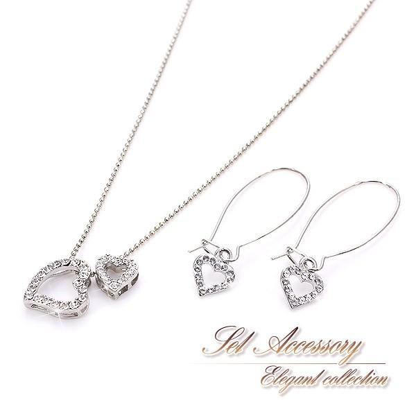 ネックレス ピアス セット ハート かわいい アクセサリー レディース 