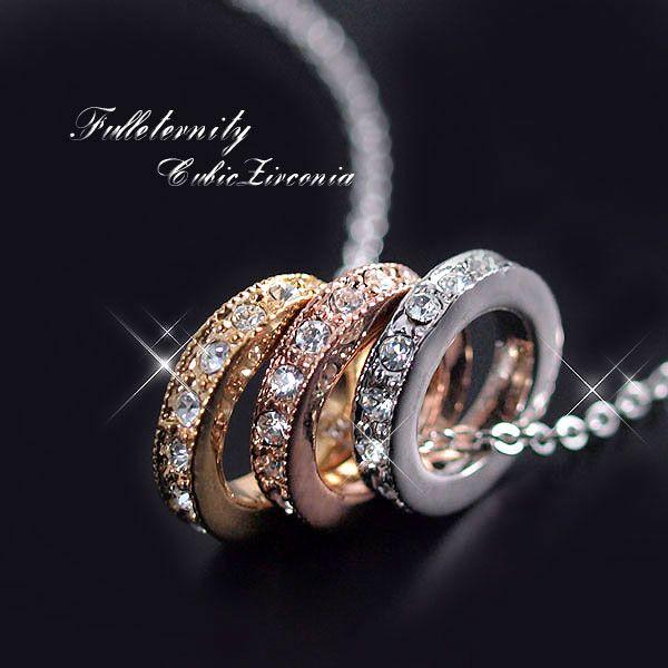 ネックレス レディース リング アクセサリー 輪っか シンプル オシャレ 3色 フルエタニティー 3連 リングネックレス プレゼント 女性 バースデー おしゃれ Sl 1132 1 アクセサリーショップバルザス 通販 Yahoo ショッピング