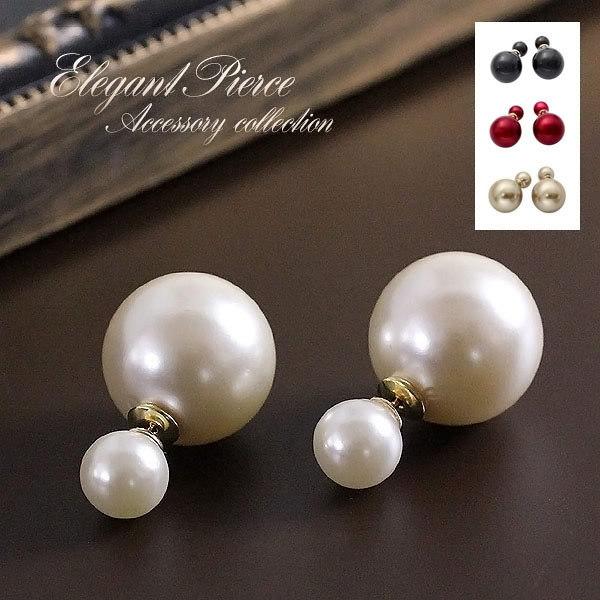 ピアス レディース 大ぶり パール パールピアス リバーシブル 2WAY アクセサリー 可愛い チタンポスト プレゼント 女性 二次会 結婚式 バースデープレゼント