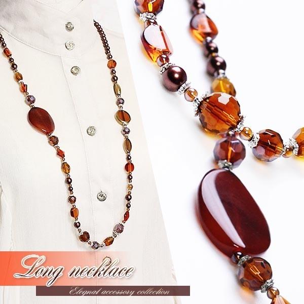 ロングネックレス レディース ネックレス ロング メノウ 天然石 アクセサリー パワーストーン 大粒 ブラウン 女性 プレゼント ホワイトデー お返し おしゃれ Sy 1540 アクセサリーショップバルザス レディース 通販 Yahoo ショッピング