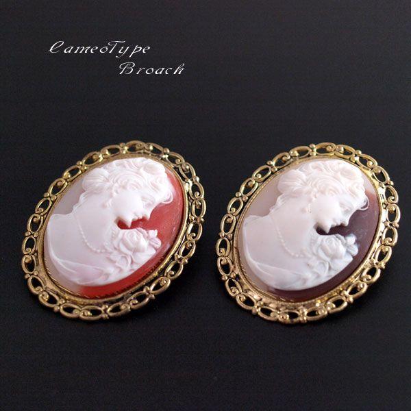 ブローチ おしゃれ カメオ 日本製 アンティーク風 ゴールド プレゼント