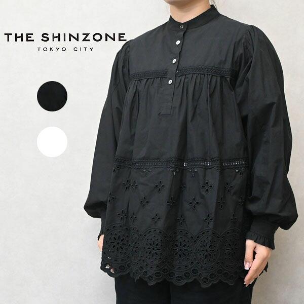 レディース THE SHINZONE チャーチブラウス 刺繍レース ギャザー ブラウス　シンゾーン スタンドカラー レース シャツ 26AMSBL06