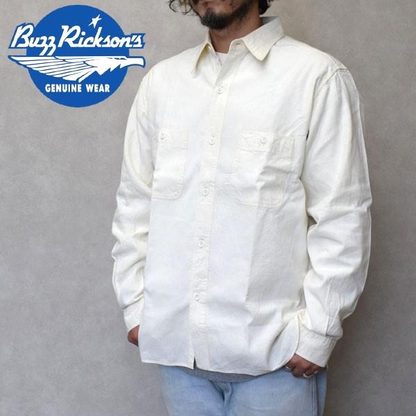 メンズ　BUZZ RICKSON'S　バズリクソンズ　長袖シャツ　WHITE CHAMBRAY WORK SHIRT ホワイト シャンブレー ワーク シャツ BR25996