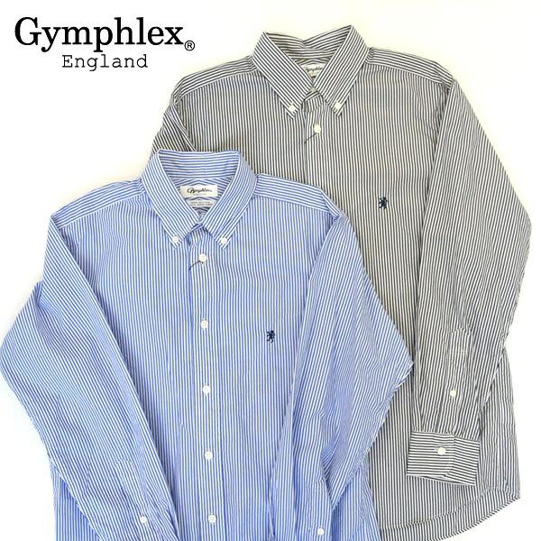 【2025年 S/S】メンズ　Gymphlex　ジムフレックス　長袖　ボタンダウン ストライプ シャツ GY-B0196MGS
