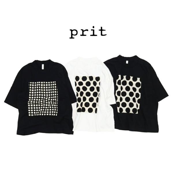 プリット prit/カットソー/17/1空紡天竺×10/1ムラ糸プリント 5分袖