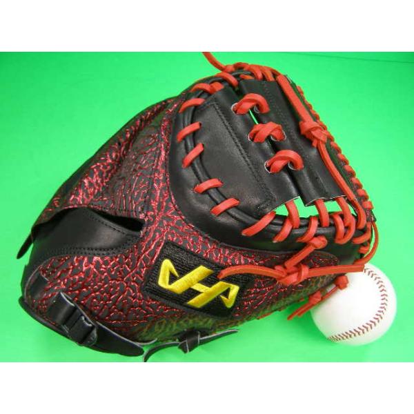 ハタケヤマ HATAKEYAMA 海外モデル 硬式野球用 キャッチャーミット 限定カラー レッド 型押し革 硬式用 標準サイズ 硬式ボール付き キャッチャー ミット
