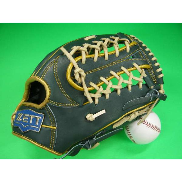 型付け無料 ゼット ZETT 硬式野球 ソフトボール兼用 大きめ オールラウンド用 ダークグリーン×カーキ  野球グローブ 硬式グローブ 硬式用 内野用 外野 右投げ用