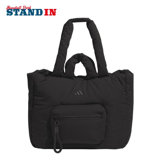 アディダスのトートバッグ、2025年秋冬モデル！中わた入りのデザインでふっくらとした見た目と手ざわりを演出。耐久性のあるポリエステル素材で長く使えるつくりに。広々としたメインコンパートメントに加えて、鍵やスマホを収納できる小物ポケットも備え...