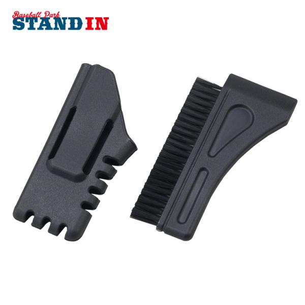 【カラー】1900(ブラック)【生産】日本製 ( ケースのみ中国製）【特徴】ベルトループも付いている、携帯に便利な審判用のベースブラシです。【横長タイプ】ハケ、ケースセット