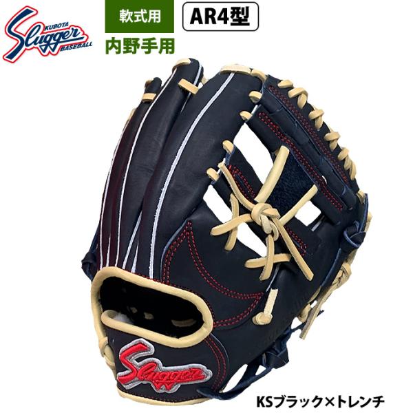 す*み様 久保田スラッガー軟式グローブ内野手用AR4 黒/水色/グレー