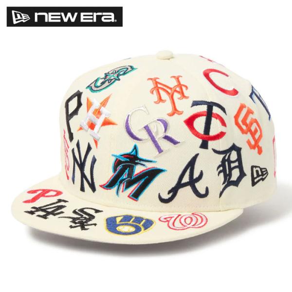 あすつく アウトレット NEW ERA ニューエラ ベースボールキャップ アジャスター メジャーロゴ 刺繍 9FIFTY Team Logo Allover MLB クローム 14667804 era25fw