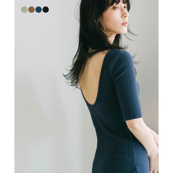 ワンピース レディース リブ ロング 無地 ワンピ 春夏 背中開き 半袖 ブラカップ ワンピ Ribou ss 宅配便 Rbss バックシャン 背穴 Rb 7097 Basement Online 通販 Yahoo ショッピング