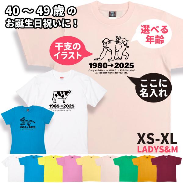 40代 干支 名入れ Tシャツ 誕生日 プレゼント 40歳 41歳 45歳 42歳 43歳 44歳 46歳 47歳 48歳 49歳 オリジナル 男性 女性 巳 辰 馬 競馬 名前 1501 1500 085