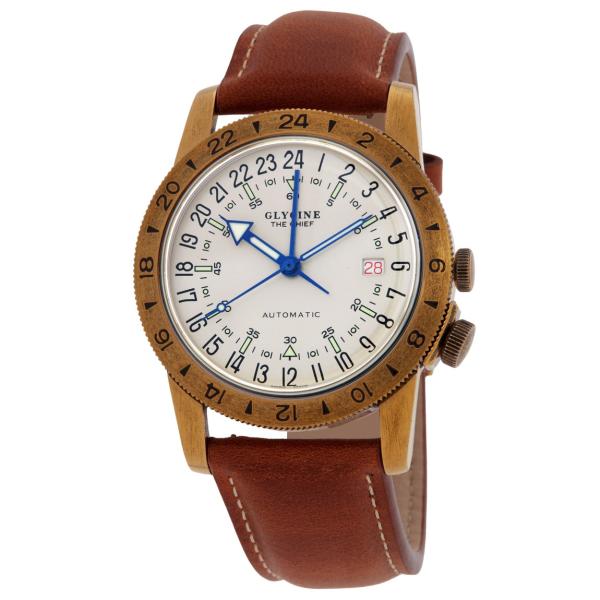 Glycine Airman Vintage The Chief GMT 腕時計 シルバー文字盤 自動巻き メンズ GL0304