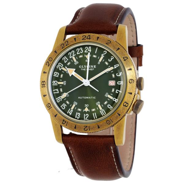 Glycine Airman Vintage The Chief GMT 腕時計 グリーン文字盤 自動巻 メンズ GL0307