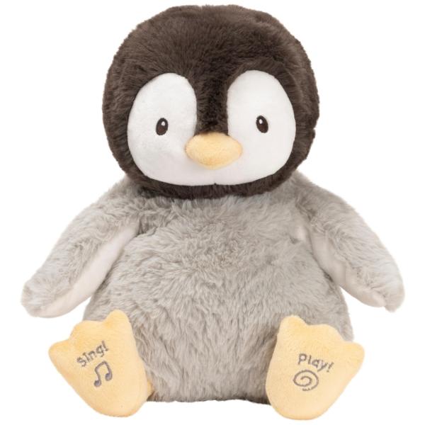 GUND Kissy The Penguin 動くぬいぐるみ ペンギン 歌う 手を動かす 30cm ブラック ホワイト グレー ベビーおもちゃ