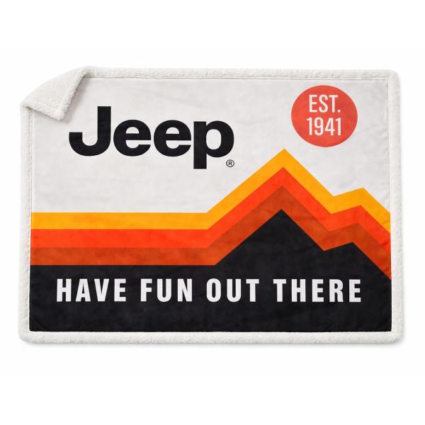 Jeep純正 Jeep全般 ブランケット シェルパフリース ひざ掛け Have Fun Out Thereロゴ マルチカラー