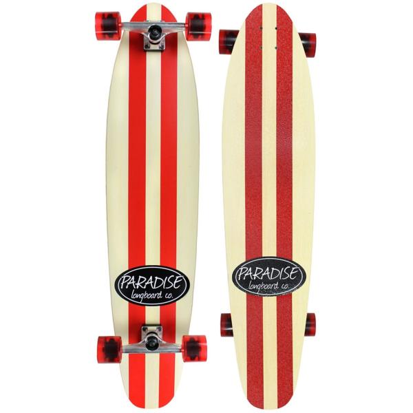 Paradise Kicktail Red Stripe ロングボード スケートボード コンプリート クルーザー 9.75 x 44インチ