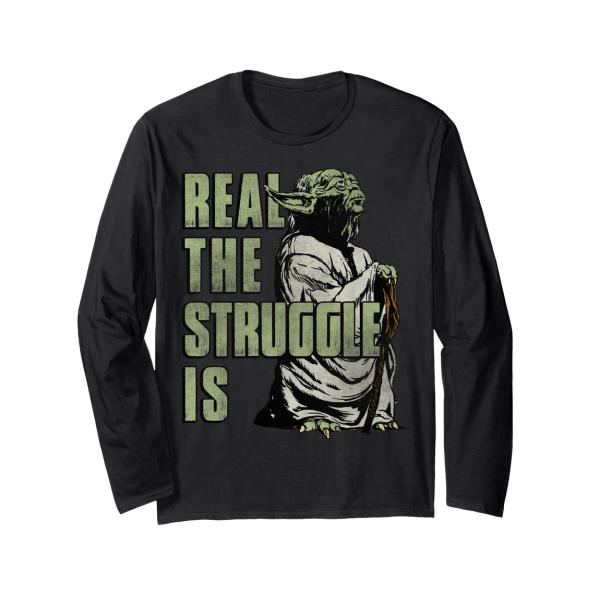スターウォーズ ヨーダ Yoda The Struggle Is Real グラフィック ロングTシャツ 長袖 メンズ