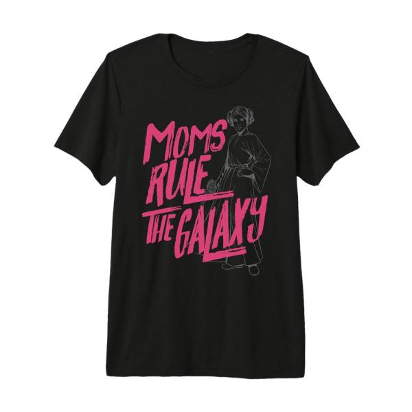 スターウォーズ プリンセス・レイア Princess Leia 母の日 Moms Rule The Galaxy ラインアート Tシャツ 半袖