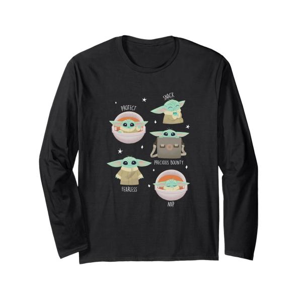 スターウォーズ マンダロリアン グローグー Snack Nap Fearless Protect ロングTシャツ 長袖 ユニセックス