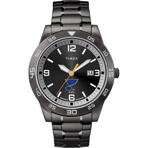 タイメックス NHL Acclaim セントルイス・ブルース メンズ ブラック 42mm ステンレス エクスパンションバンド