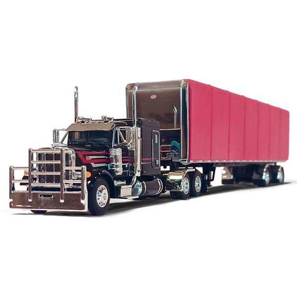 Peterbilt 379 & 53ft Utility Roll Tarp トレーラー ブラック