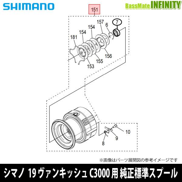 純正パーツ 19 バンキッシュ C3000 スプール組 パートNo 10T72 シマノ（SHIMANO） ○シマノ 19 ヴァンキッシュ C3000 (039576)用 純正