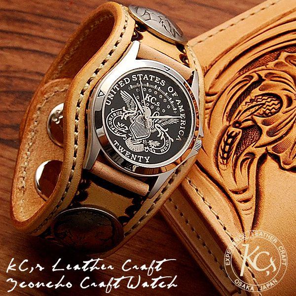 KC,s バックル ウォッチブレス ワン 牛革バックル 腕時計 メンズ 革