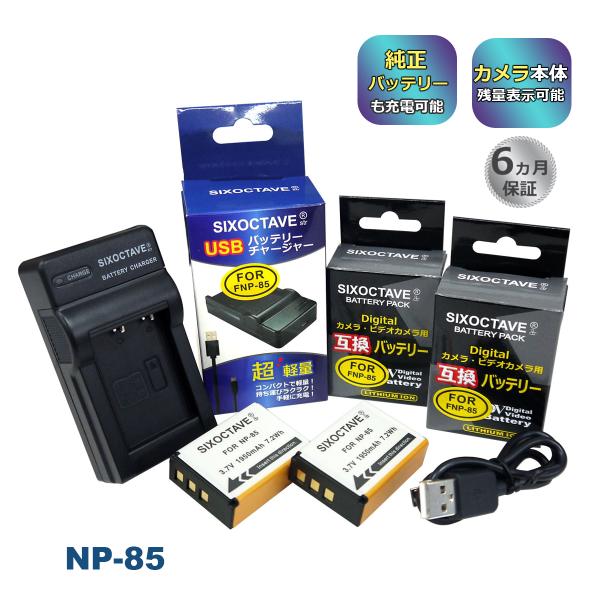 NP-85 FUJIFILM フジフィルム 互換バッテリー 2個と 互換USB充電器 の3点セット　BC-85A 純正品にも対応 FinePix SL1000 SL240 SL260 SL280 SL300 S1
