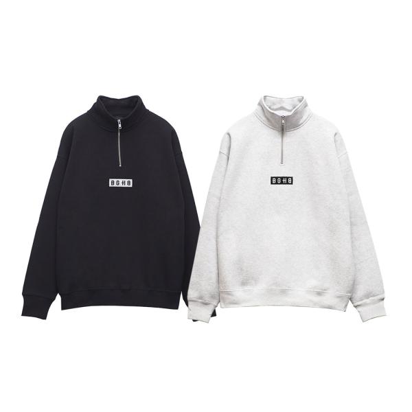 【美品】BAGARCH バガーチ　ブラック　ハーフジップ　トレーナー　裏起毛 美品】BAGARCH バガーチ ブラック ハーフジップ トレーナー 裏起毛