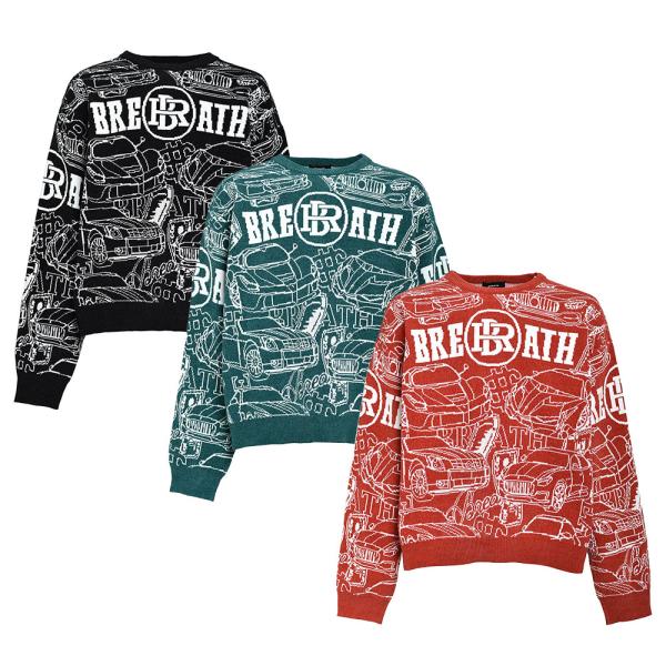 BREATH ブレス SUPER CAR MALL KNIT BR25AW-N3007 ニット セーター 秋冬物 高級車 BAD HOP バッドホップ ストリート