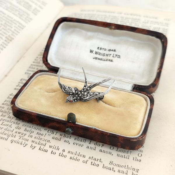 アンティーク】ツバメブローチ マーカサイト ヴィンテージ