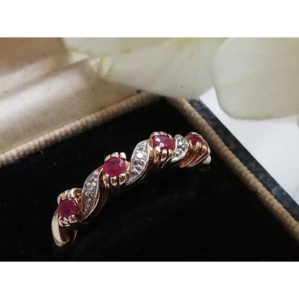 9金 ルビーとダイヤモンド リング 1987年 イギリスヴィンテージ : BAU  