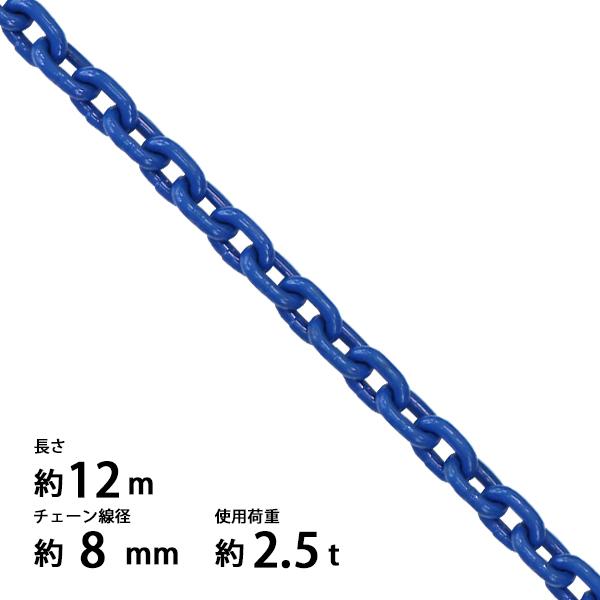 チェーン 線径約8mm 使用荷重約2.5t 約2500kg 約12m G100 ハイグレード 