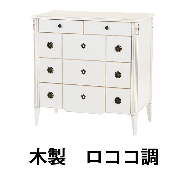 ロココ調　4段2連　チェスト Amazon｜ロココ調 4段チェスト ブラック 約W90×約D50×約H90(cm