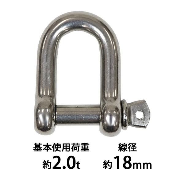 ステンレスシャックル JIS規格 ねじ込みタイプ M18 線径約18mm 開口約